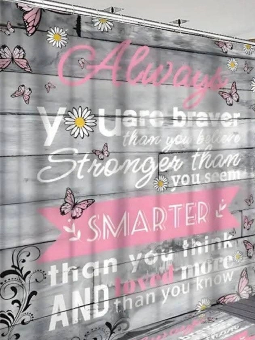 5pc Inspirational "Always" Pink & Gray Bathroom Set